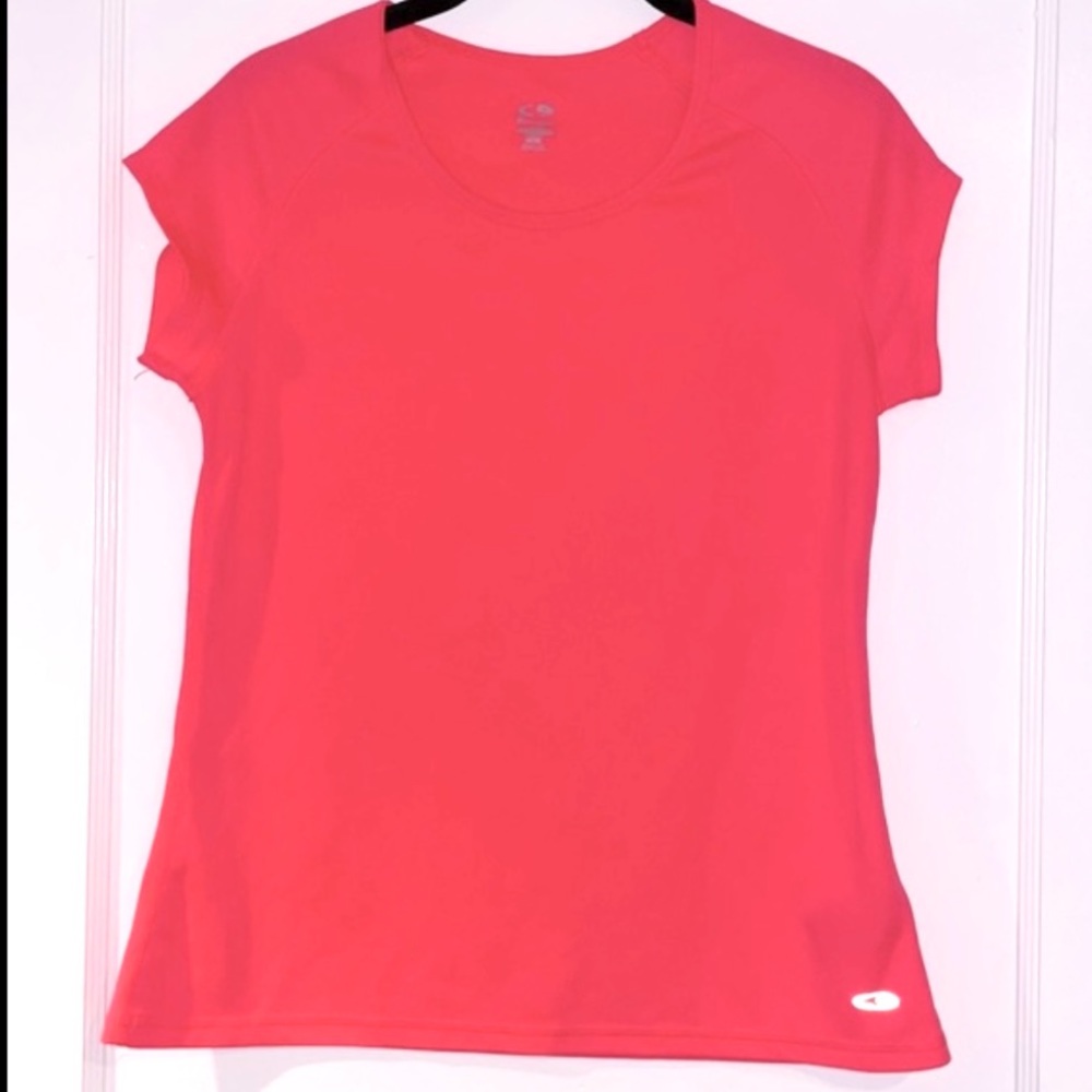 Champion Womens DUODRY Fluorescent Coral Color Workout Top, Medium